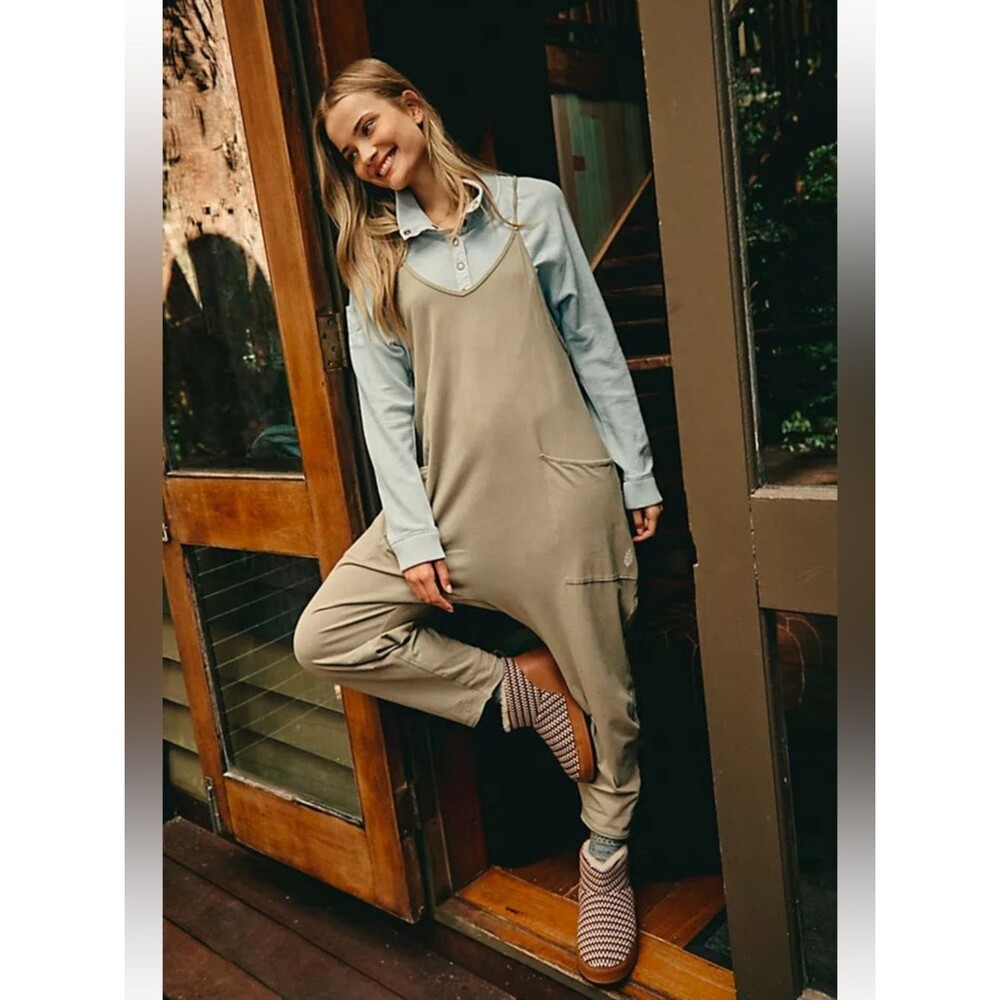 FP Movement by Free People Hot Shot JUMPSUIT in Sage Stone Sz L NWT